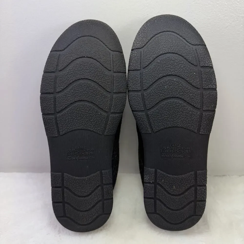 Dearfoams Men’s Memory Foam Slippers Dark Heather Black Size L (11-12)